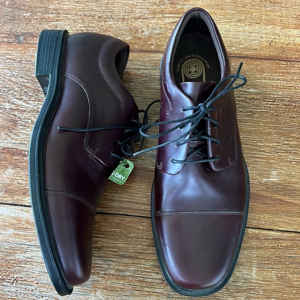 NEW Rockport Leather Ellingwood Oxford Waterproof Burgundy Men’s Sz 8.5M